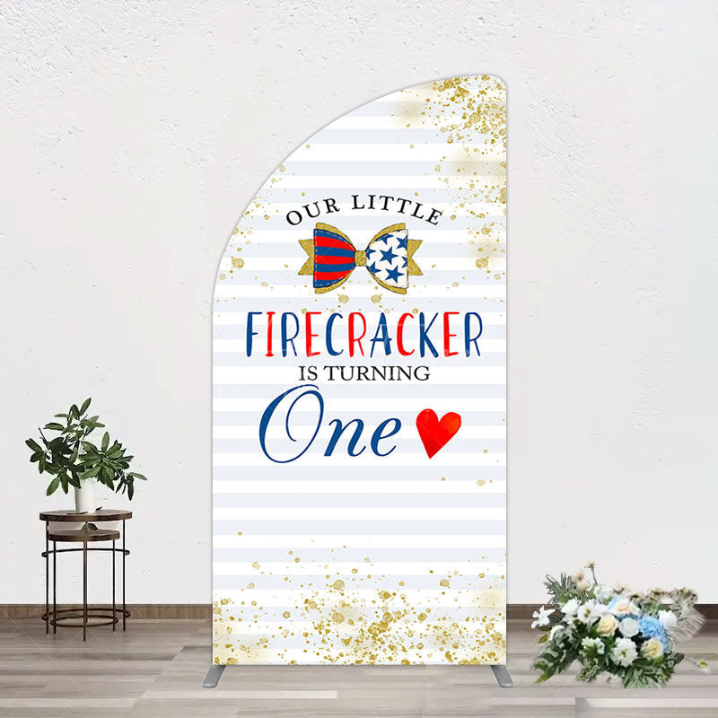 Aperturee - Aperturee Glitter Firecracker Holiday Birthday Half Moon Arch Backdrop