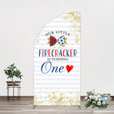 Aperturee - Aperturee Glitter Firecracker Holiday Birthday Half Moon Arch Backdrop