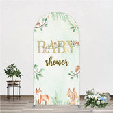 Aperturee - Aperturee Glitter Gold Baby Shower Woodland Animals Arch Backdrop Kit Greenery Forest Theme Party Decor