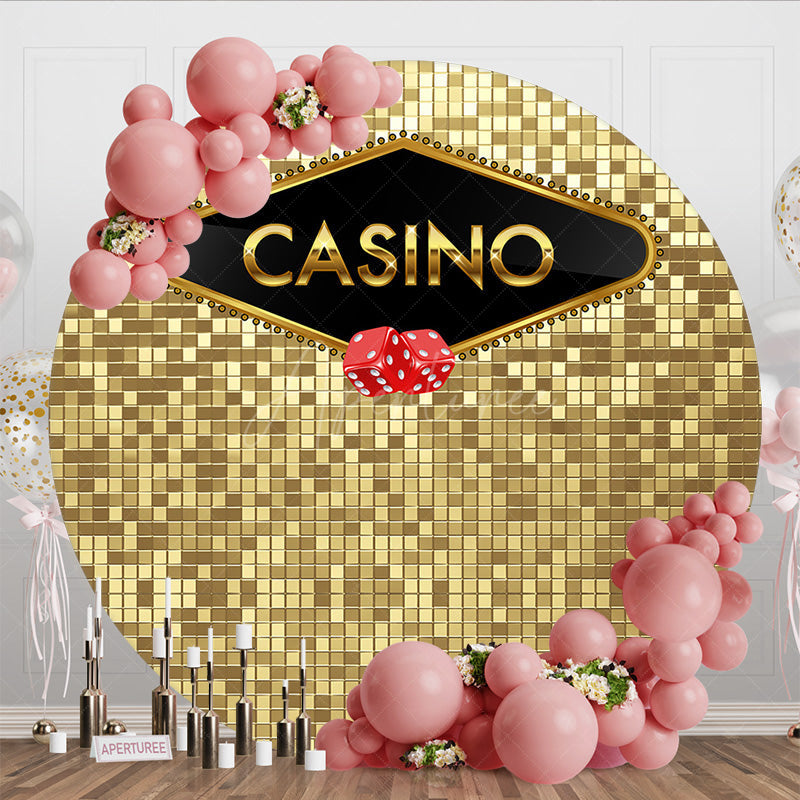 Aperturee - Aperturee Glitter Gold Casino Theme Circle Birthday Backdrop