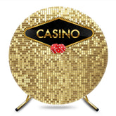 Aperturee - Aperturee Glitter Gold Casino Theme Circle Birthday Backdrop