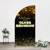 Aperturee - Aperturee Glitter Gold Class Reunion Anniversary Half Moon Arch Backdrop