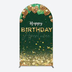 Aperturee - Aperturee Glitter Gold Green Balloons Birthday Arch Backdrop