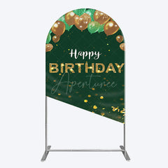 Aperturee - Aperturee Glitter Gold Green Balloons Birthday Arch Backdrop
