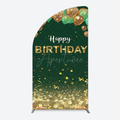 Aperturee - Aperturee Glitter Gold Green Balloons Birthday Half Moon Arch Backdrop