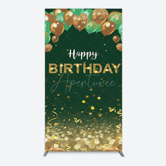 Aperturee - Aperturee Glitter Gold Green Balloons Birthday Rectangle Backdrop