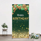 Aperturee - Aperturee Glitter Gold Green Balloons Birthday Rectangle Backdrop