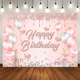 Aperturee - Aperturee Glitter Heart Balloon Gifts Happy Birthday Backdrop