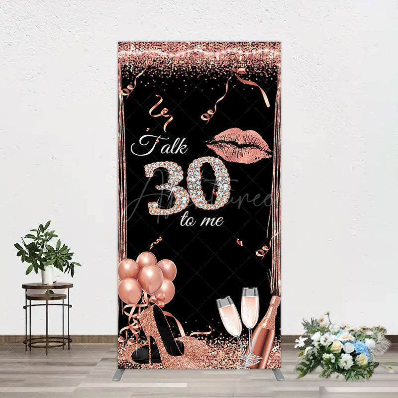 Aperturee - Aperturee Glitter High Heel Happy 30th Birthday Rectangle Backdrop