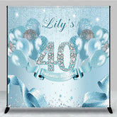 Aperturee - Aperturee Glitter Light Blue Balloon Custom Birthday Backdrop