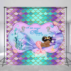 Aperturee - Aperturee Glitter Mermaid Custom Sweet Baby Shower Backdrop
