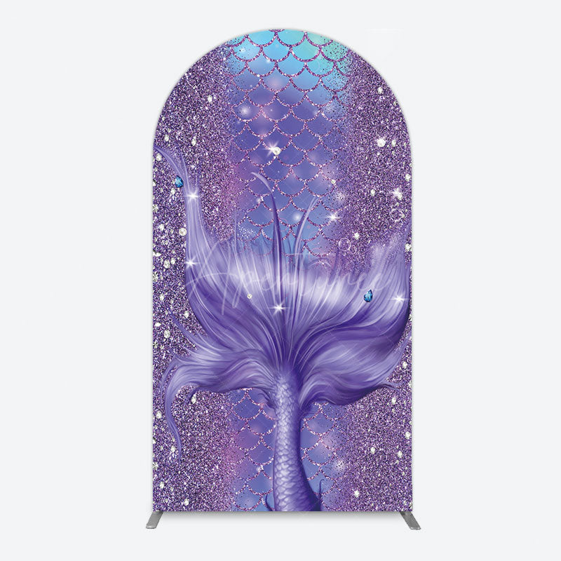 Aperturee - Aperturee Glitter Mermaid Purple Summer Vibe Arch Backdrop