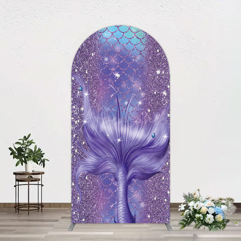 Aperturee - Aperturee Glitter Mermaid Purple Summer Vibe Arch Backdrop