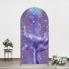 Aperturee - Aperturee Glitter Mermaid Purple Summer Vibe Arch Backdrop