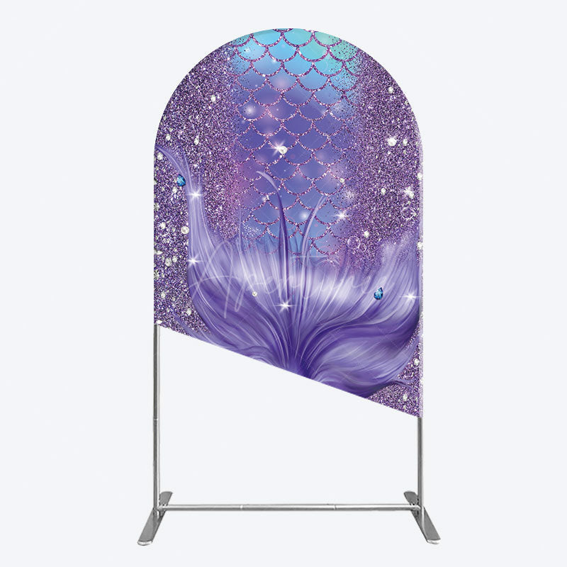 Aperturee - Aperturee Glitter Mermaid Purple Summer Vibe Arch Backdrop