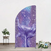 Aperturee - Aperturee Glitter Mermaid Purple Summer Vibe Half Moon Arch Backdrop