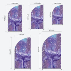 Aperturee - Aperturee Glitter Mermaid Purple Summer Vibe Half Moon Arch Backdrop