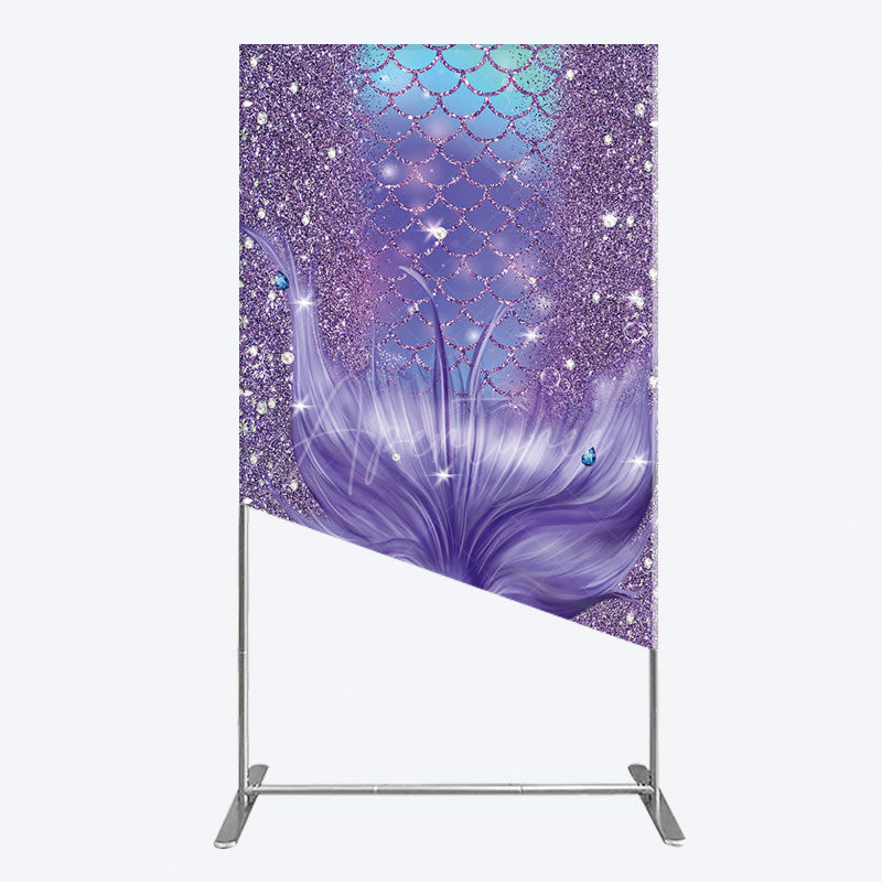 Aperturee - Aperturee Glitter Mermaid Purple Summer Vibe Rectangle Backdrop