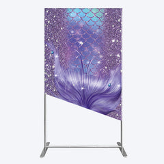 Aperturee - Aperturee Glitter Mermaid Purple Summer Vibe Rectangle Backdrop