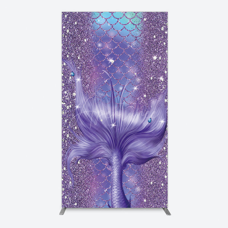 Aperturee - Aperturee Glitter Mermaid Purple Summer Vibe Rectangle Backdrop