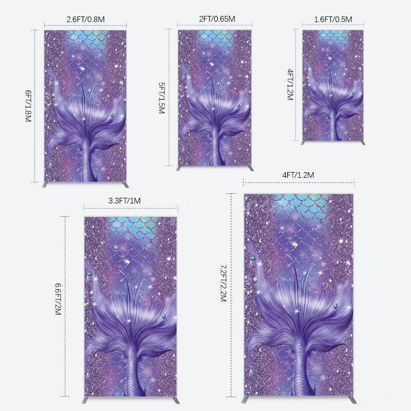 Aperturee - Aperturee Glitter Mermaid Purple Summer Vibe Rectangle Backdrop