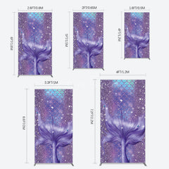Aperturee - Aperturee Glitter Mermaid Purple Summer Vibe Rectangle Backdrop
