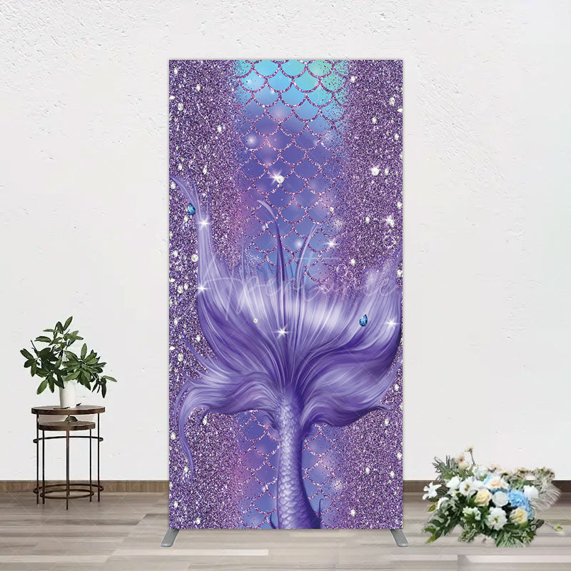 Aperturee - Aperturee Glitter Mermaid Purple Summer Vibe Rectangle Backdrop