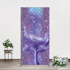 Aperturee - Aperturee Glitter Mermaid Purple Summer Vibe Rectangle Backdrop