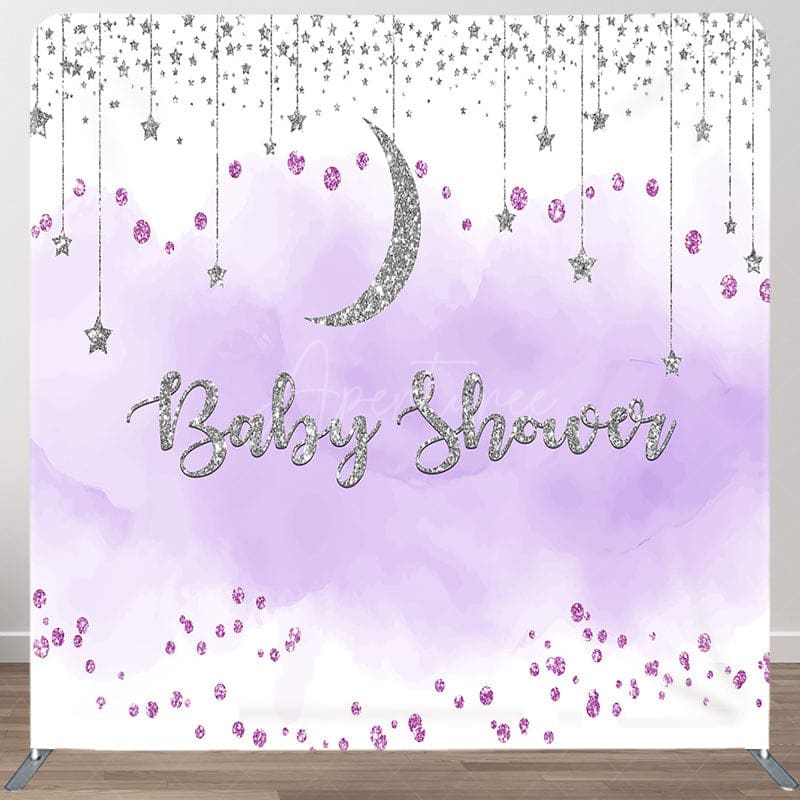Aperturee - Aperturee Glitter Moon Baby Shower Square Tension Backdrop