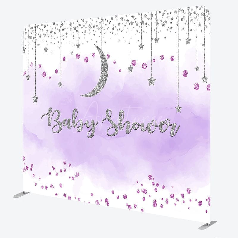 Aperturee - Aperturee Glitter Moon Baby Shower Square Tension Backdrop