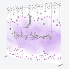 Aperturee - Aperturee Glitter Moon Baby Shower Square Tension Backdrop