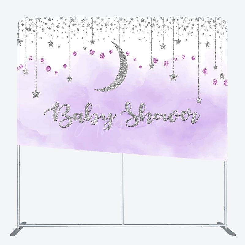 Aperturee - Aperturee Glitter Moon Baby Shower Square Tension Backdrop