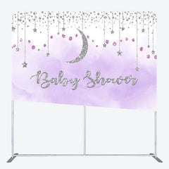Aperturee - Aperturee Glitter Moon Baby Shower Square Tension Backdrop