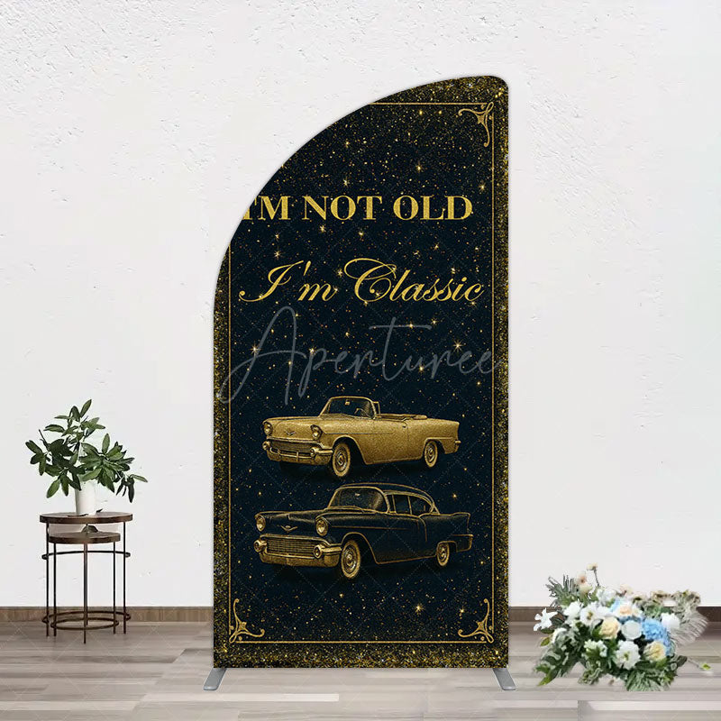 Aperturee - Aperturee Glitter Not Old But Classic Birthday Half Moon Arch Backdrop