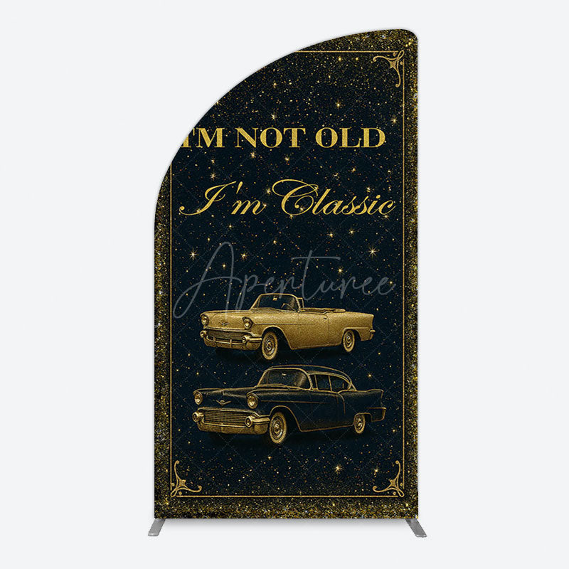 Aperturee - Aperturee Glitter Not Old But Classic Birthday Half Moon Arch Backdrop