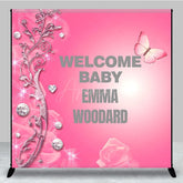 Aperturee - Aperturee Glitter Pink Diamonds Custom Baby Shower Backdrop