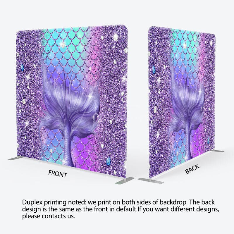 Aperturee - Aperturee Glitter Purple Mermaid Tail Square Tension Backdrop