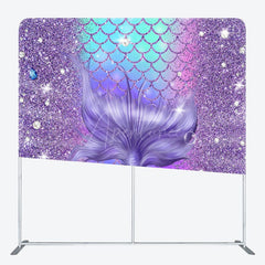 Aperturee - Aperturee Glitter Purple Mermaid Tail Square Tension Backdrop