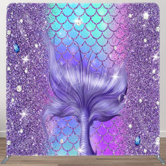 Aperturee - Aperturee Glitter Purple Mermaid Tail Square Tension Backdrop