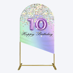 Aperturee - Aperturee Glitter Rainbow 10th Happy Birthday Arch Backdrop