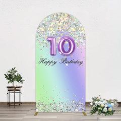 Aperturee - Aperturee Glitter Rainbow 10th Happy Birthday Arch Backdrop