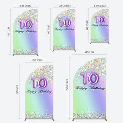 Aperturee - Aperturee Glitter Rainbow 10th Happy Birthday Half Moon Arch Backdrop