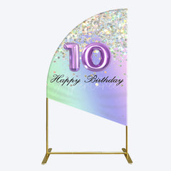 Aperturee - Aperturee Glitter Rainbow 10th Happy Birthday Half Moon Arch Backdrop