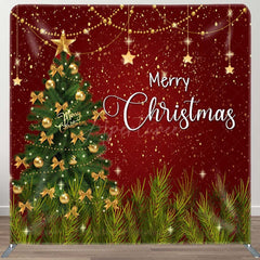 Aperturee - Aperturee Glitter Red Green Xmas Tree Star Pillow Case Backdrop