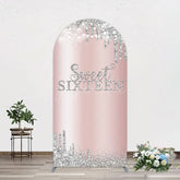 Aperturee - Aperturee Glitter Rose Gold Sweet 16 Birthday Arch Backdrop