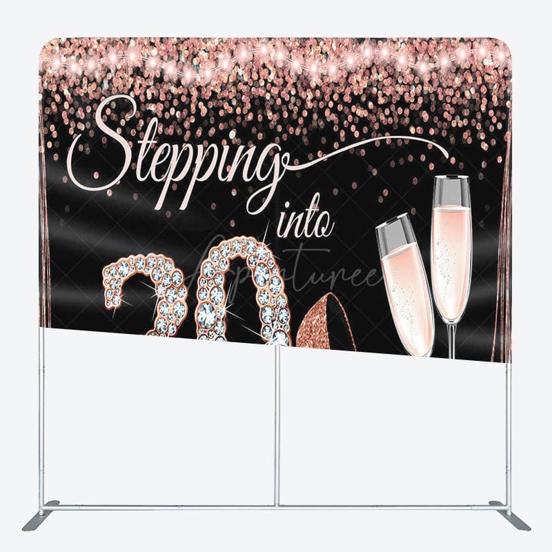 Aperturee - Aperturee Glitter Rose Golden Fabric Backdrop Cover for Birthday