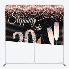 Aperturee - Aperturee Glitter Rose Golden Fabric Backdrop Cover for Birthday