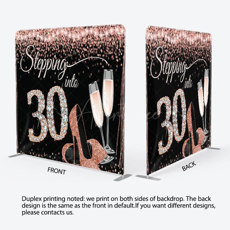 Aperturee - Aperturee Glitter Rose Golden Fabric Backdrop Cover for Birthday