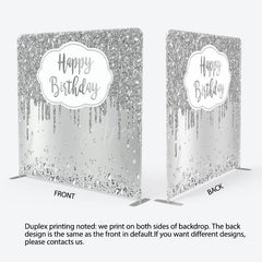 Aperturee - Aperturee Glitter Silver Diamonds Fabric Backdrop Cover for Birthday