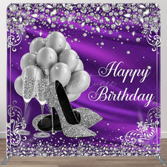 Aperturee - Aperturee Glitter Silver Purple Fabric Backdrop Cover for Birthday